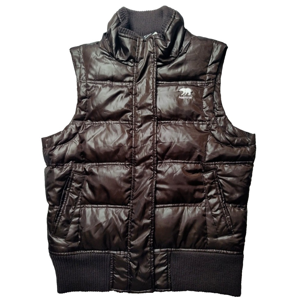 PREDATOR Women Large Brown Full Zip Down Puffer‎ Vest